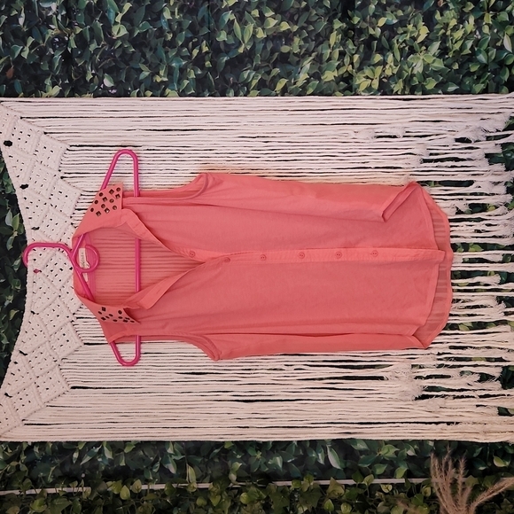 Pink Sheer Button Up Top - Picture 1 of 5